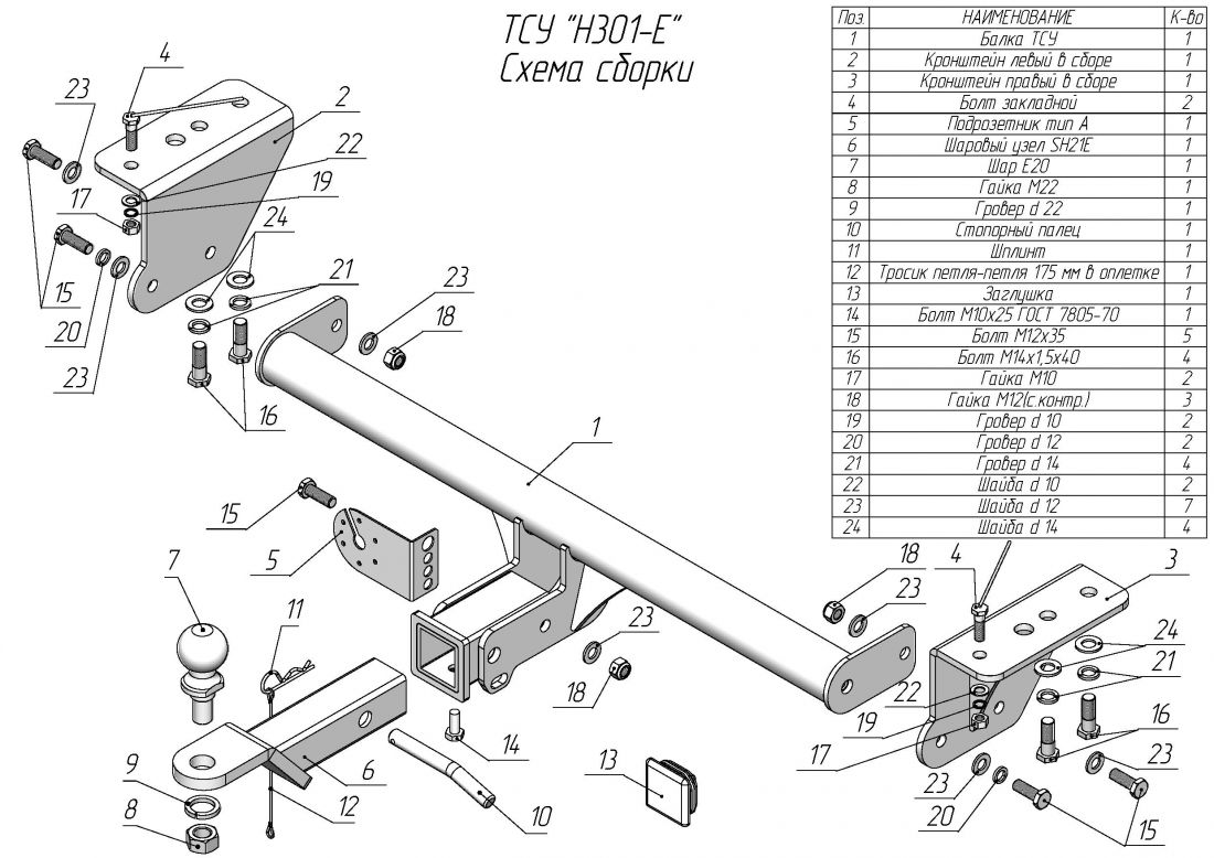 Фаркоп Haval Jolion 2021- съемное крепление шара под американский квадрат