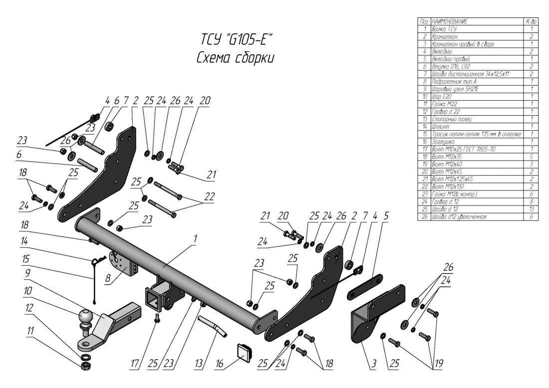 Фаркоп Great Wall Poer 2021- съемное крепление шара под американский квадрат