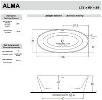 Отдельностоящая ванна Gruppo Treesse Alma 175х80 V015 схема 2