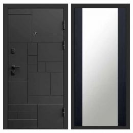 Входная дверь Termo-door Квадро BLACK Зеркало Черный Кварц+Тонировка