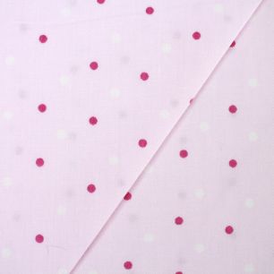 Ткань 50х37 Хлопок розово-белый горошек на розовом