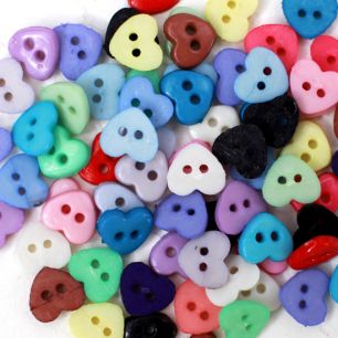 Набор мини пуговиц для творчества, сердечки микс цвет, 10 шт. 6 мм.