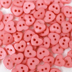 Набор мини пуговиц для творчества, сердечки персиково-розовые, 10 шт. 6 мм.