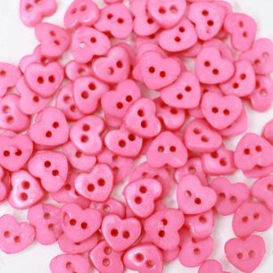 Набор мини пуговиц для творчества, сердечки фламингово-розовые, 10 шт. 6 мм.
