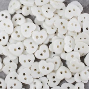 Набор мини пуговиц для творчества, сердечки белые, 10 шт. 6 мм.