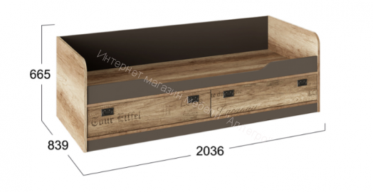 Кровать «Пилигрим» Дуб Каньон светлый, Фон серый 2036х839мм