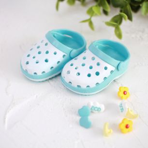 Обувь для кукол 5,5 см - кроксы мятные с джипитсами