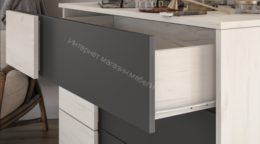 Комод «Валери» (Дуб крафт белый/Антрацит)