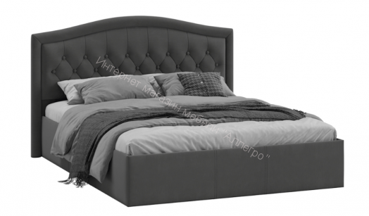Кровать с ПМ "Адель" Тип 1 без заглушины (Велюр графит)
