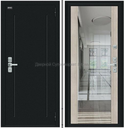 Глори Букле черное/Cappuccino Veralinga входная дверь Премиум класса с зеркалом