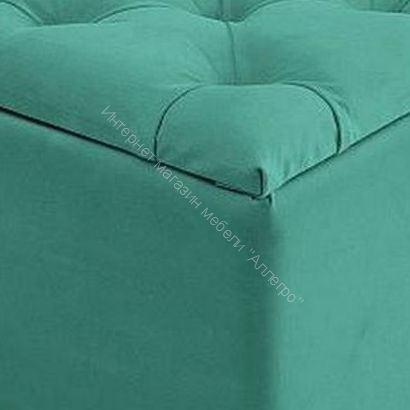 Пуф с каретной стяжкой, велюр бирюзовый