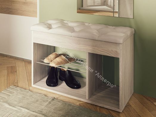 Обувница Вита, ясень шимо светлый/экокожа бежевая