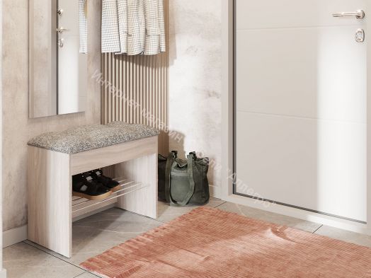 Обувница Лина, ясень шимо светлый/рогожка серая