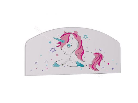 Кровать Звездочка, белый/рисунок единорог/розовый со стразами