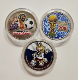 25 рублей ФИФА 3шт - 1,2,3 выпуски. ЦВЕТНАЯ ЭМАЛЬ №26 Oz Msh