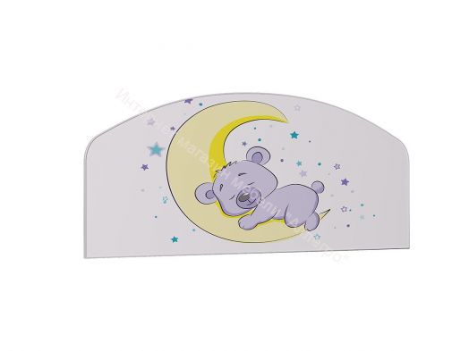 Кровать Звездочка, белый/рисунок медвежонок/розовый с пуговицами