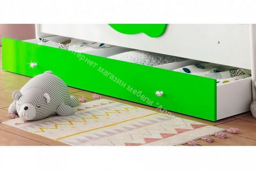 Ящик для кровати Тучка, белый/лайм