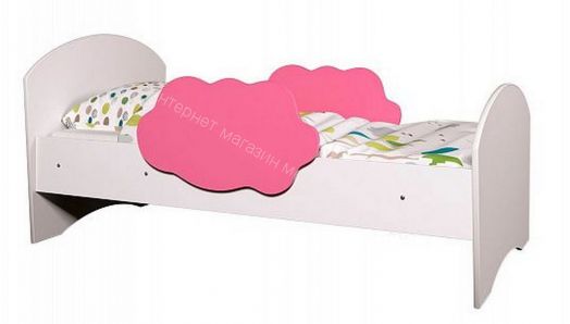 Кровать Тучка с бортиками, 800*1600, белый/розовый