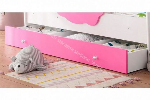 Кровать Тучка с бортиками, 800*1600, белый/розовый