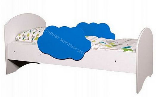 Кровать Тучка с бортиками, 800*1600, белый/синий