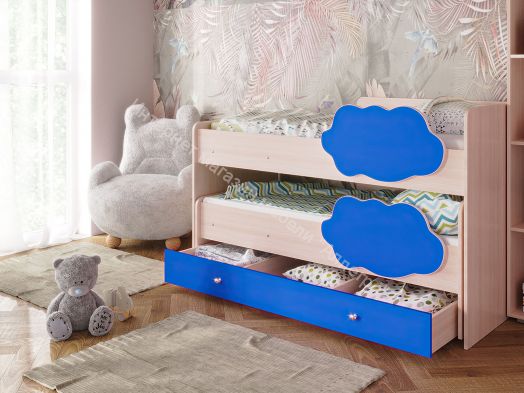 Ящик для кровати Соник, млечный дуб/синий