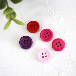 Набор деревянных пуговиц для творчества - микс красно-розовые цвета, 5 шт., 12 мм.