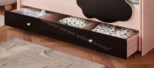 Ящик для кровати Соник, млечный дуб/венге