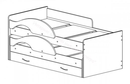 Кровать 2-х ярусная выкатная "Радуга" (Матрешка) 80х160 без ящика Белый, Венге
