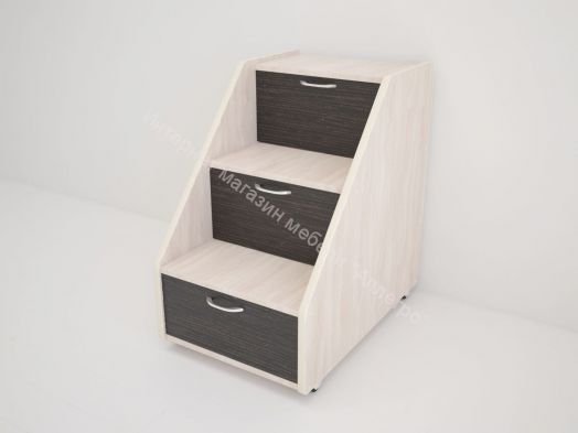 Кровать выкатная "Радуга" (Матрешка) 0,8х1,6м на щитах с ящиком и лесенкой Белый, Лайм