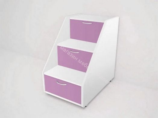 Кровать 2-х ярусная выкатная "Радуга" (Матрешка) 0,8х1,6м на щитах с ящиком и лесенкой Белый, Ирис