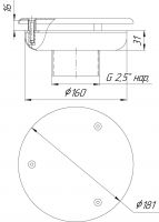 Водозабор Runvil с антивихревой крышкой 160x100 (наруж. 2,5") плитка