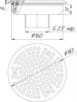 Водозабор с сетчатой крышкой Runvil 160x100 (наружн. 2,5″) универсальный