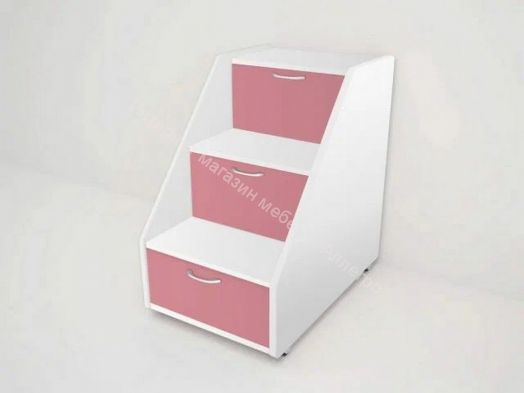 Лестница для кровати "Радуга" (Матрешка), белый/розовый