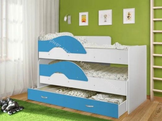 Ящик для кровати "Радуга" (Матрешка), белый/синий