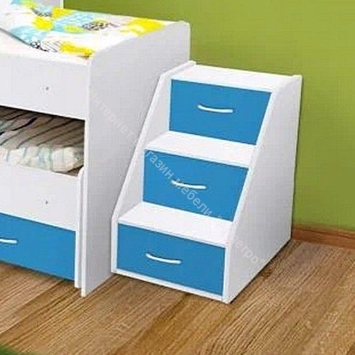 Лестница для кровати "Радуга" (Матрешка), белый/синий