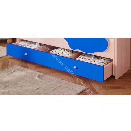 Ящик для кровати "Радуга" (Матрешка) 190 млечный дуб/синий