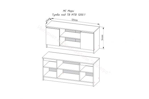 Тумба под ТВ "Мори" МТВ1200.1 2 двери Графит