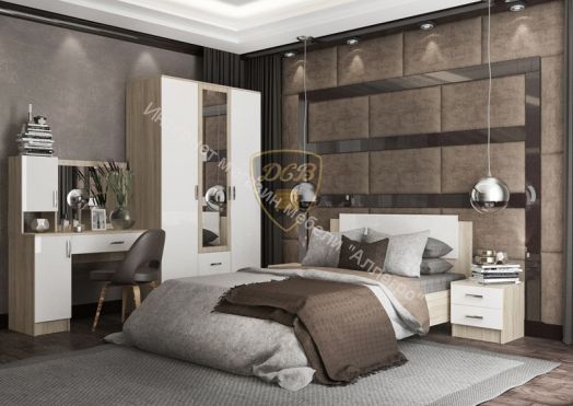 Шкаф "Софи" СШК.1200.1 3-х створчатый с зеркалом, 2-мя ящ. (Дуб сонома/Белый глянец)