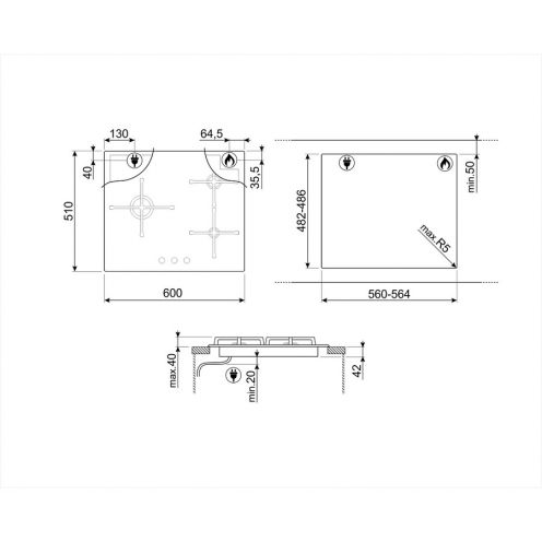 Варочная поверхность Smeg PV164B3