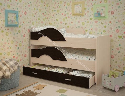 Лестница для кроватей "Радуга" (Матрешка), "Соник" млечный дуб/венге