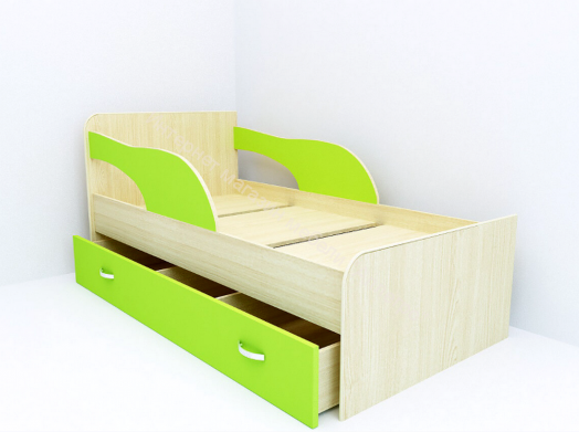 Кровать "Максимка" на щитах млечный дуб, оранжевый