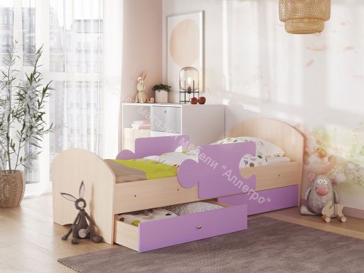 Кровать Мозаика 800*1900 на щитах (без ящиков, без бортиков), млечный дуб