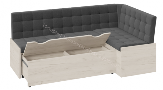 Скамья угловая со спальным местом «Форест» (Дуб крафт белый/Велюр серый)