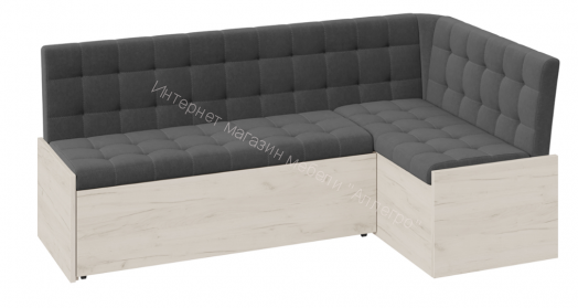 Скамья угловая со спальным местом «Форест» (Дуб крафт белый/Велюр серый)