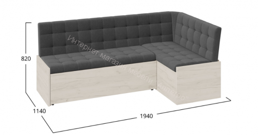 Скамья угловая со спальным местом «Форест» (Дуб крафт белый/Велюр серый)