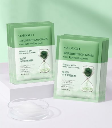 Маска для лица тканевая травяная Resurrection grass wather light soothing mask 25гр MAIGOOLE ОПТОМ