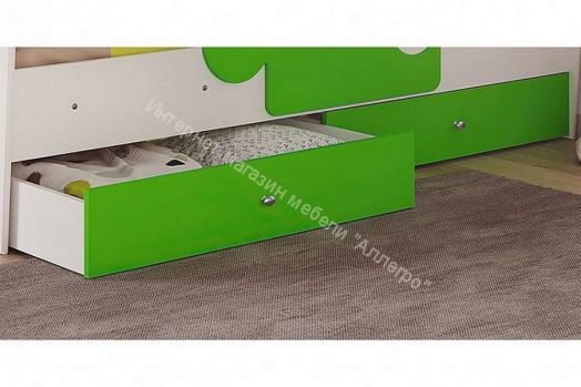 Ящики для кроватей "Мозаика", "Тетрис", "Мая", "Умка", "Сафари" (2 шт. в комплекте), Белый/Лайм