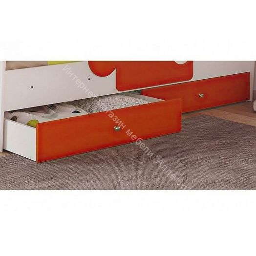 Ящики для кроватей "Мозаика", "Тетрис", "Мая", "Умка", "Сафари" (2 шт. в комплекте), Белый/Оранжевый
