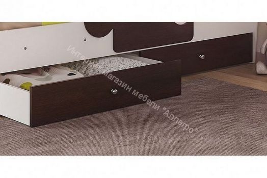 Кровать Мозаика 800*1900 на ламелях с ящиками и бортиками, белый/венге