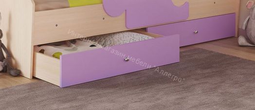 Кровать Мозаика 800*1900 на ламелях с ящиками и бортиками, млечный дуб/ирис